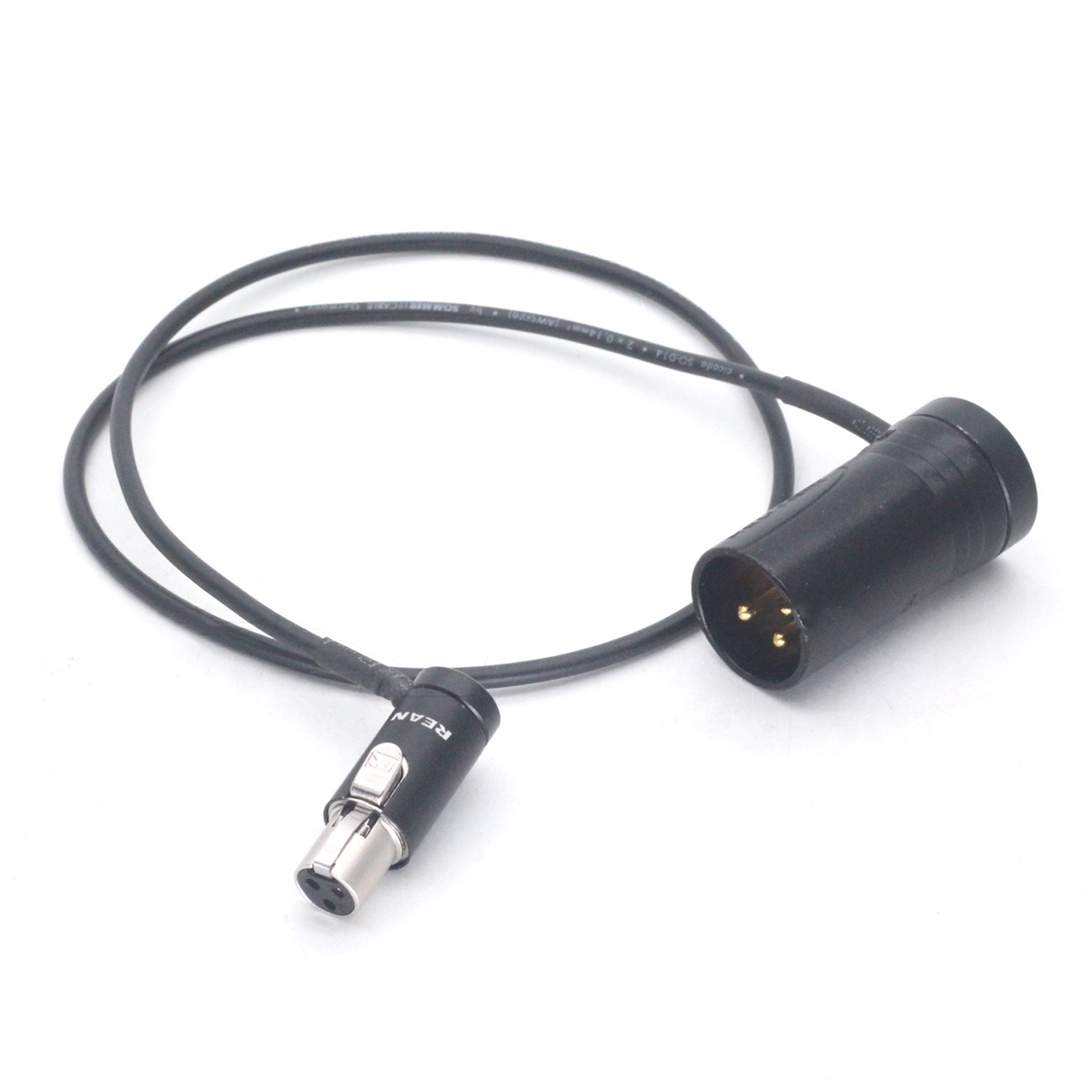 AR19 0.5m Short flat XLR 3pin male to mini TA3F XLR female rightangle